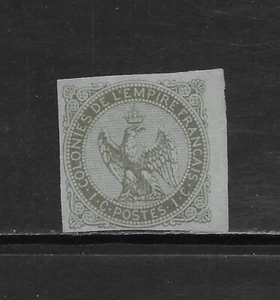 FRENCH COLONIES SCOTT 1 MNG FINE - 1862 1c GREEN/PALE BLUE ISSUE - Picture 1 of 2