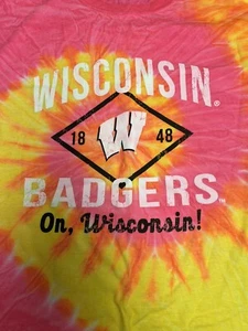On Wisconsin Badgers 1848 Shirt Adult XL Multi Color Tie Dye Grateful Red UW - Picture 1 of 4