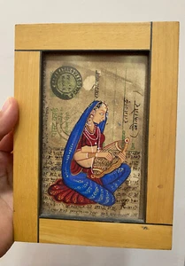 Vintage Old Picture Hand Painted Oil Painting Decor Art Indian Souvenir Postcard - Picture 1 of 7