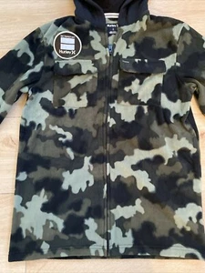 Hurley Boys Green Camo Fleece Hooded Zip Jacket, Size L- NEW WITH TAGS - Picture 1 of 3