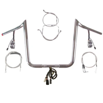 Kit precableado PrimeApe 2007 1 1/4" cromo 16" Harley Davidson Road King sin crucero Foto 1 de 2