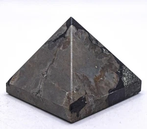 Pirita de hierro 52 mm 230 g con pirámide de hematita negra mineral natural pulido - India - Imagen 1 de 5
