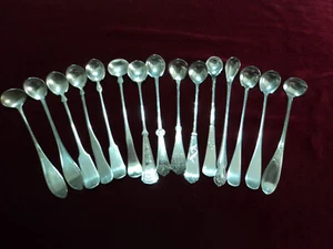 Silverplate Flatware Lot of 19 Antique Victorian Mustard Spoons - Picture 1 of 9