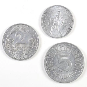 AUSTRIA Lotto 3 monete 1 Schilling 1952 2 Schilling 1947 5 Schilling 1952 - Picture 1 of 2
