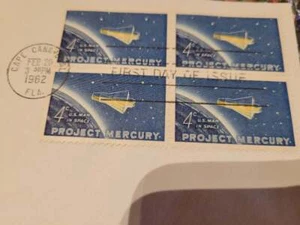PROJECT MERCURY FIRST DAY ISSUE 4 Cent Stamps Cape Canaveral Feb 20, 1962 - Picture 1 of 3