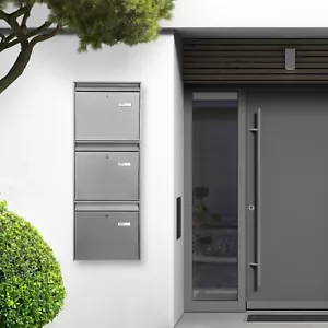 Burg-Wächter Briefkastenanlage A4 Einwurf silber verzinkt 3 Parteien Briefkästen - Bild 1 von 10