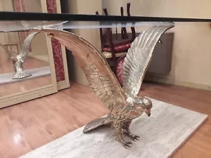 tavolo : con aquila in ottone , travertino cm. 140x60 , crista - Foto 1 di 5