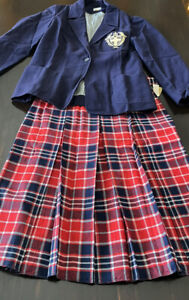 Vtg Ursuline Academy Parker of Houston Plaid Pleated Skirt Blazer Uniform 