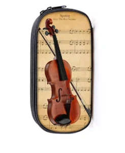 Music Pencil Case Black with Colourful Notes - Picture 1 of 2
