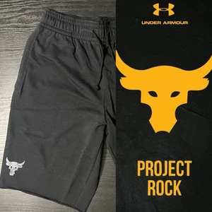 Size:Largeš„Under Armour Project Rock Brahma Bull Terry Fleece Shorts Black - Picture 1 of 11