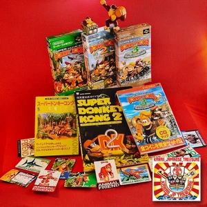 Lot 3 SFC Donkey Kong 1 2 3 Super Famicom Nintendo SNES w/2Figure w/3Books JP - Picture 1 of 22