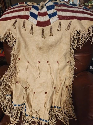 Yakima 1860s Native American Beaded Buckskin Dress With Dentalium Shells Size S - Image 1 of 4
