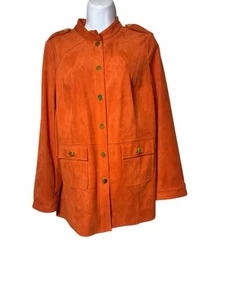 Chico's Bold Utility Jacket Rusty Orange With Gold Tone Accents Size 1 - Picture 1 of 12