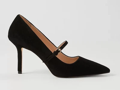 NUEVOS ZAPATOS DE TACÓN ALTO ANN TAYLOR DE GAMUZA NEGRA MARY JANE TALLA 10 Foto 1 de 3