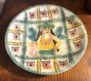 Vintage Kani von Hawaii Teller Tiki Hula Tänzerin mit Lei signiert 11 1/2" - Bild 1 von 3