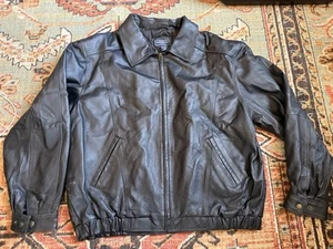 MEN'S SUSQUEHANNA TRAIL OUTFITTERS LEATHER JACKET Zip Up BLACK Size XXL 2XL - Picture 1 of 7