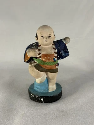 Antique Japanese do ningyo Clay Doll Post-war c 1950 Young Boy - Image 1 of 4