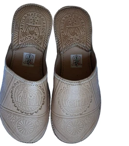 Zapatillas Mujer Cuero Marroquí Babouche Mules Slides EU 38 US 6.5 Marrón Beige - Imagen 1 de 9
