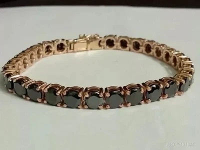 Men 7CT Round Lab Created Black Diamond Bracelet 14k Rose Gold Plated 7.5 - Image 1 of 4