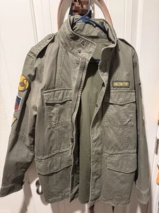 Express Army Green Fashion Jacket Military Style 100% Cotton Men’s Size Small - Picture 1 of 4