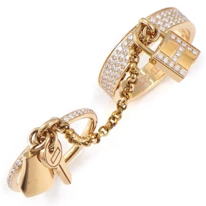 HERMES Ring Kelly Crochet Two Finger Double Ring Diamond 750RG #52 US6 / US5.25 - Picture 1 of 9