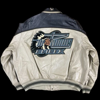 RARE  Vintage 90s Avirex Cascade Renegades Indian leather Varsity Jacket Size XL - Image 1 of 4