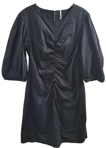Free People Size Large Hope Puff Sleeve Cotton Mini Dress in Black Cocktail NWOT - Picture 1 of 8