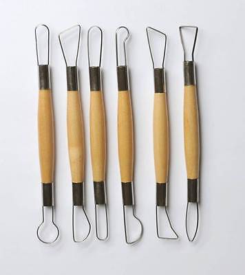 6 Double Steel Ribbon Pottery Clay Sculpture Sculpting Cutter Carving Tool Set • 16.23€