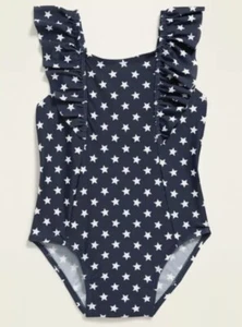 Toddler Girls Swimsuit/Bathing One Piece Old Navy Star Print Ruffle Strap Sz 2 - Picture 1 of 2