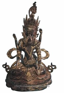 18cm Old Tibet King Kong Ming Vajra The queen Mandkesvara Yab-Yum Happy Buddha - Picture 1 of 4