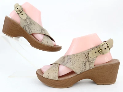 Dansko Jacinda Slingback Crossover Sandals Tan Snake Print EU 39 US 8.5-9 MINT! Foto 1 de 4