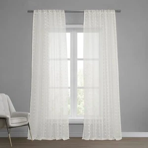 Drapes Patterned Faux Linen Sheer Curtains For Living Room 50 X 120 Shch119120 - Picture 1 of 8