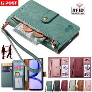 For OPPO Reno 11F 12 13 Pro A80 A60 Case Wallet RFID Blocking Leather Flip Cover - Picture 1 of 80