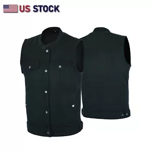 Herren SOA Denim schwarze Weste Club Cut Outlaw Anarchist MC BikerWeste SKU HL21688 - Bild 1 von 10