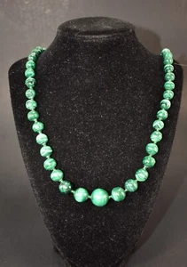 COLLAR VINTAGE AÑOS 70 GENUINO MALAQUITA GRADUADO CON CUENTAS 24" - Imagen 1 de 5