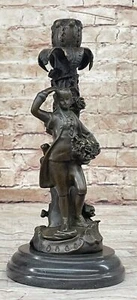 Evan Stone Bronce Colonial Masculino Sosteniendo Flor Ramo Portavelas Obras de Arte - Imagen 1 de 10