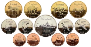 ISLAS KURIL - JUEGO DE 13 MONEDAS RUSIA 2013 ANIMALES Y VELERO SIN CIRCULAR - Imagen 1 de 2