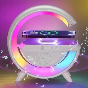 Multi-function LED light Wireless Charging Stand with Speaker in White - Picture 1 of 5