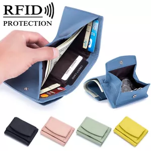 Kleine Damen-Geldbörse aus echtem Leder RFID-Blockiermünze Tasche kurze Geldbörse Geschenk - Bild 1 von 28