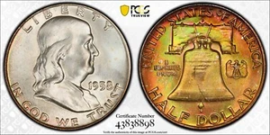 1958 D Franklin 50 C PCGS MS65 FBL - Trueview & Toned! - Picture 1 of 5