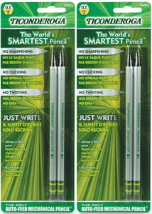 Ticonderoga Sensematic Auto-Feed Mechanical Pencil 99992 Worlds Smartest 2 Packs - Picture 1 of 3