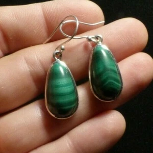 O&co Boucle d'oreilles earrings malachite lithothérapie cadeau noël - Imagen 1 de 2
