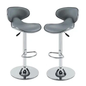 Home Square 2 Piece Rounded Back Adjustable Metal Base Barstool Set in Gray - Picture 1 of 11