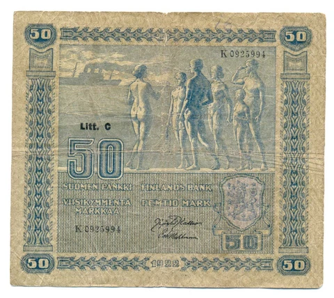 Finland Republic 50 Markkaa 1922 Litt.C F Pick #64a Cover