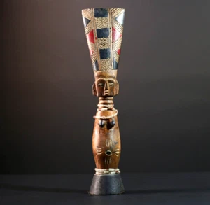 Estatua tribal africana Baule tallada a mano madera decoración fertilidad con cuentas-G5511 - Imagen 1 de 24