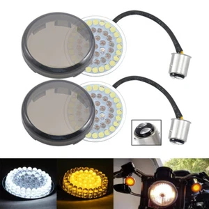 1157 LED Turn Signals Blinker Lights w/Smoke Lens Covers for Harley Touring Dyna - Picture 1 of 13