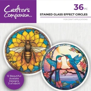 Crafter's Companion STAINED GLASS EFFECT CIRCLES - 3 each of 12 ACETATE DESIGNS - Picture 1 of 13