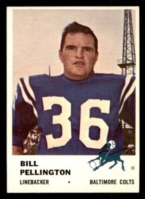 1961 Fleer Football #36 Bill Pellington NM - Image 1 of 2