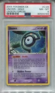 Pokemon Ex Unseen Forces #C/28 Unown Holo PSA 8 - Foto 1 di 2