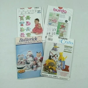 Sewing Pattern Plush Toy Burda 7409 9637 Butterick 5479 Bunny Teddy Cat 7552 Lot - Picture 1 of 7